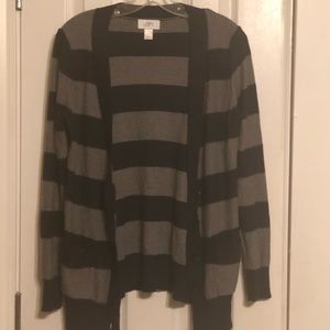 Gray & navy stripe cardigan sweater